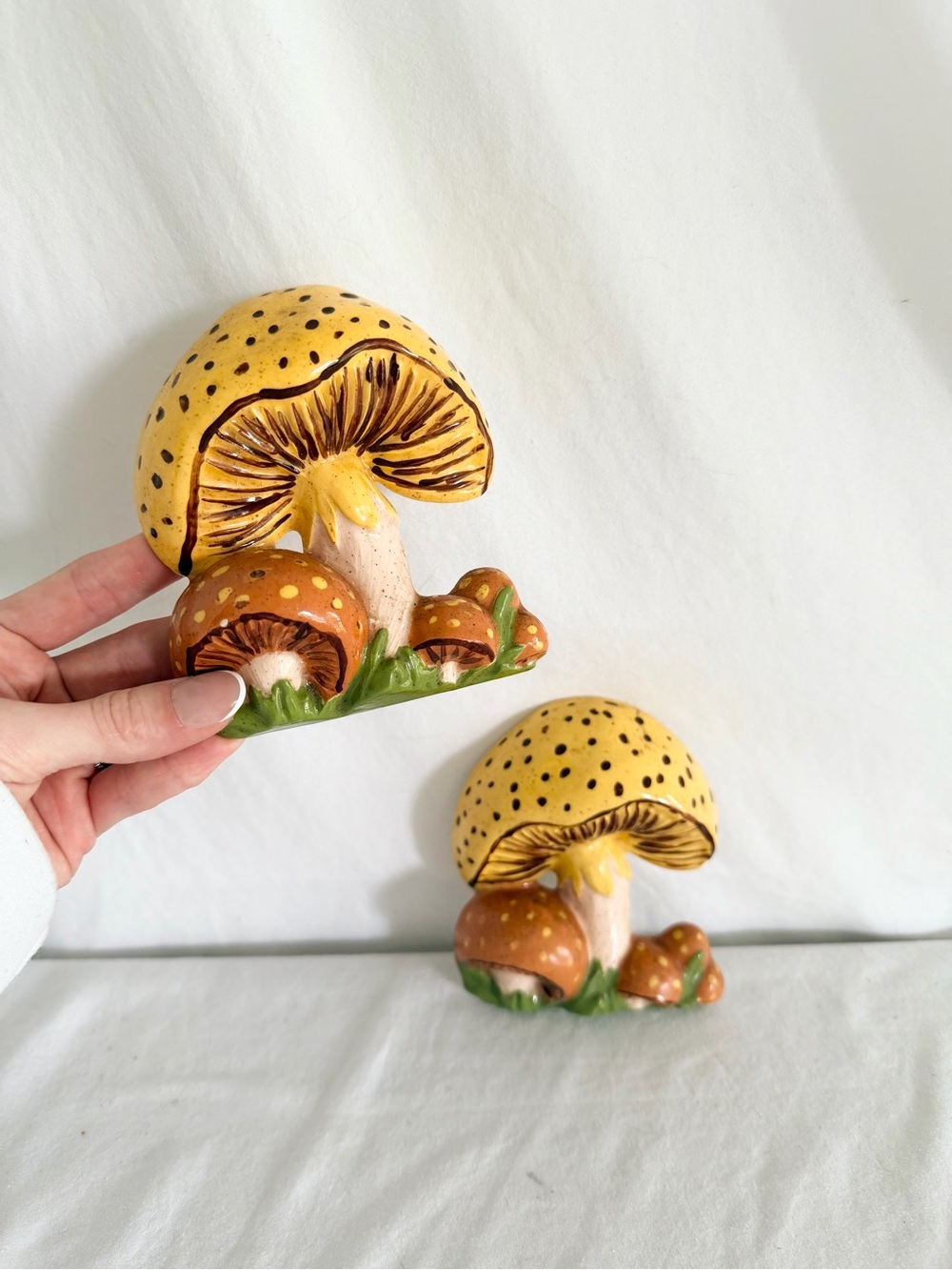Yellow & Brown Ceramic Mushroom Wall Decor - Set of 2